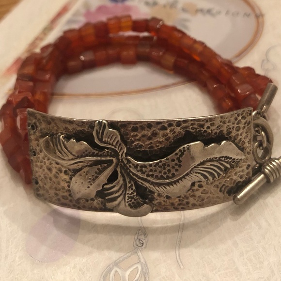 Rare Silpada Triple Strand Carnelian Sterling Silver Toggle Clasp Bracelet N0880 - Picture 14 of 16